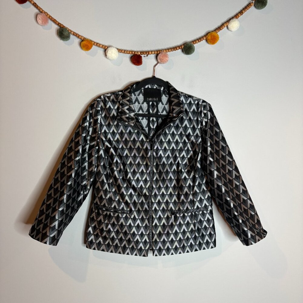 Carlisle metallic geometric patterned blazer jack… - image 1